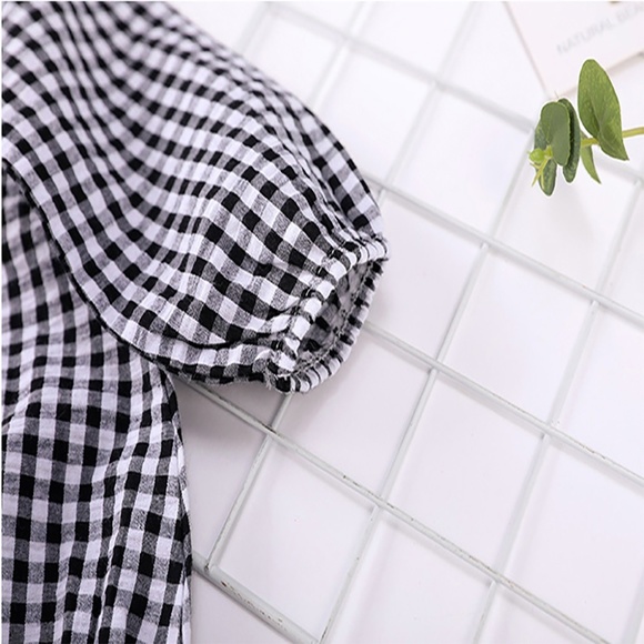 Classic Maid Checked Baby Onesie Hat Set Black - Picture 6 of 9